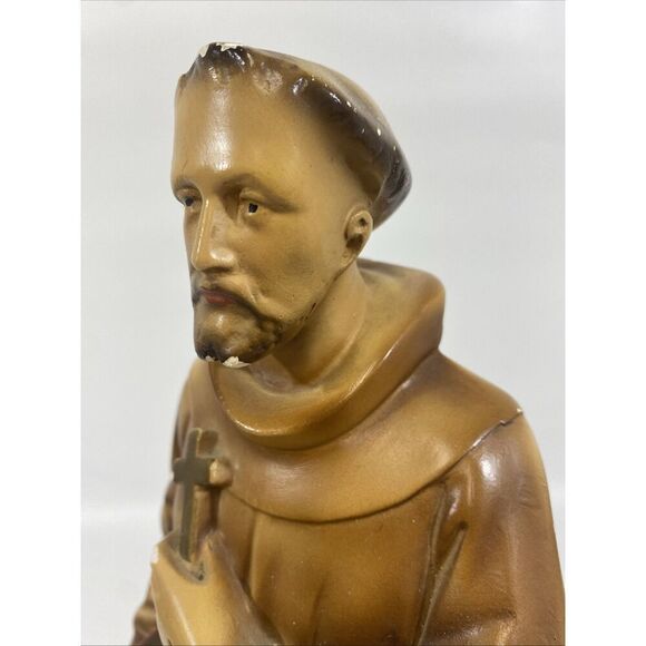 ANTIQUE Statue OF ST GERARD MAJELLA W/ SKULL PLASTER STATUE CATHOLIC ART 16” - Picture 13 of 16